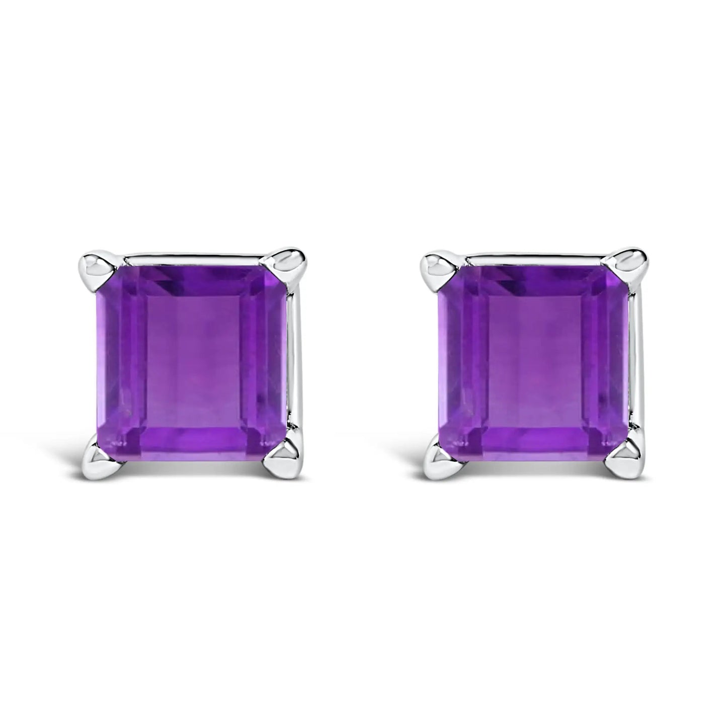 14K White Gold Purple Amethyst Stud Earrings, 5x5mm princess-cut solitaire pair by Bids.com on Tampa Home & Garden Store