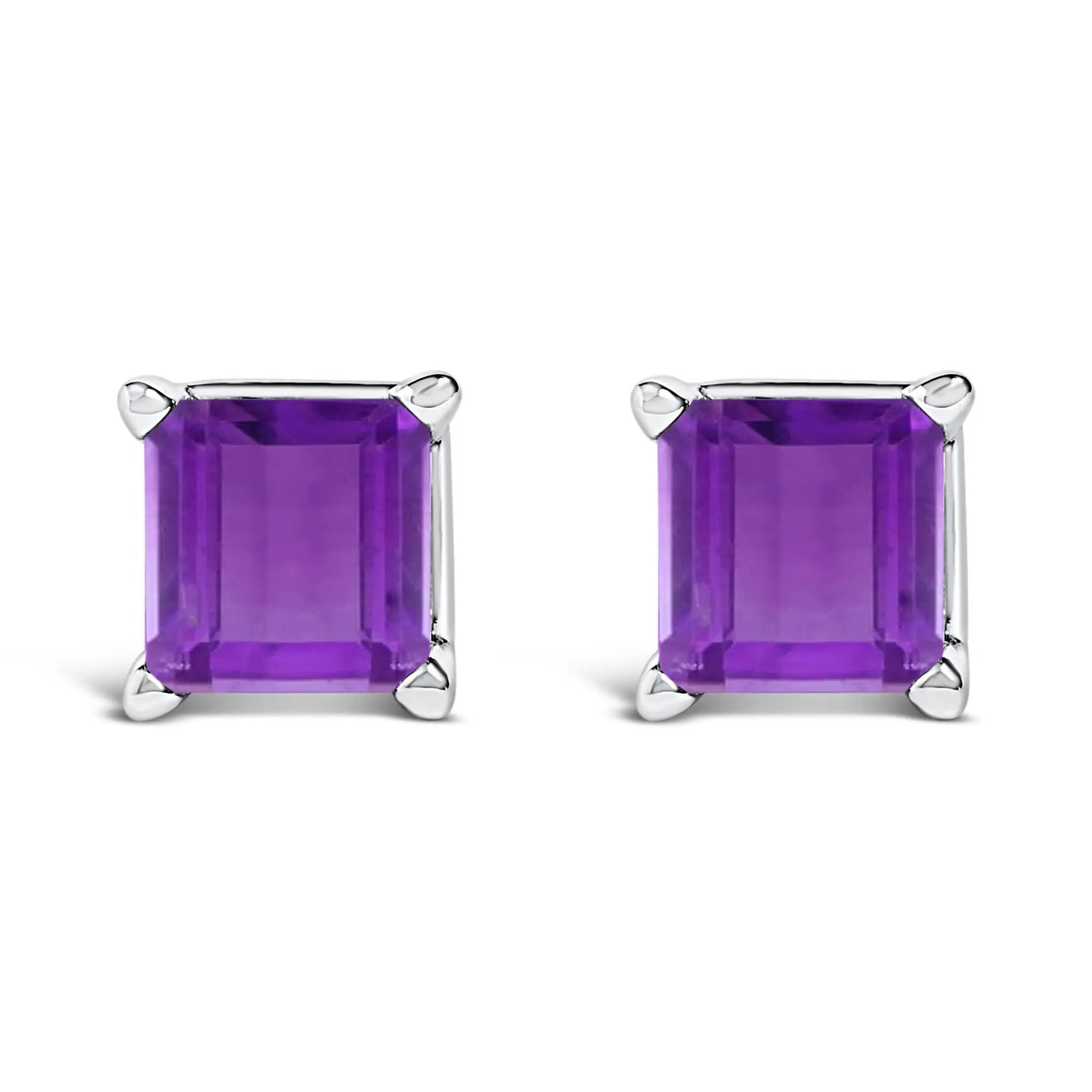 14K White Gold Purple Amethyst Stud Earrings, 5x5mm princess-cut solitaire pair by Bids.com on Tampa Home & Garden Store