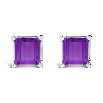 14K White Gold Purple Amethyst Stud Earrings, 5x5mm princess-cut solitaire pair by Bids.com on Tampa Home & Garden Store
