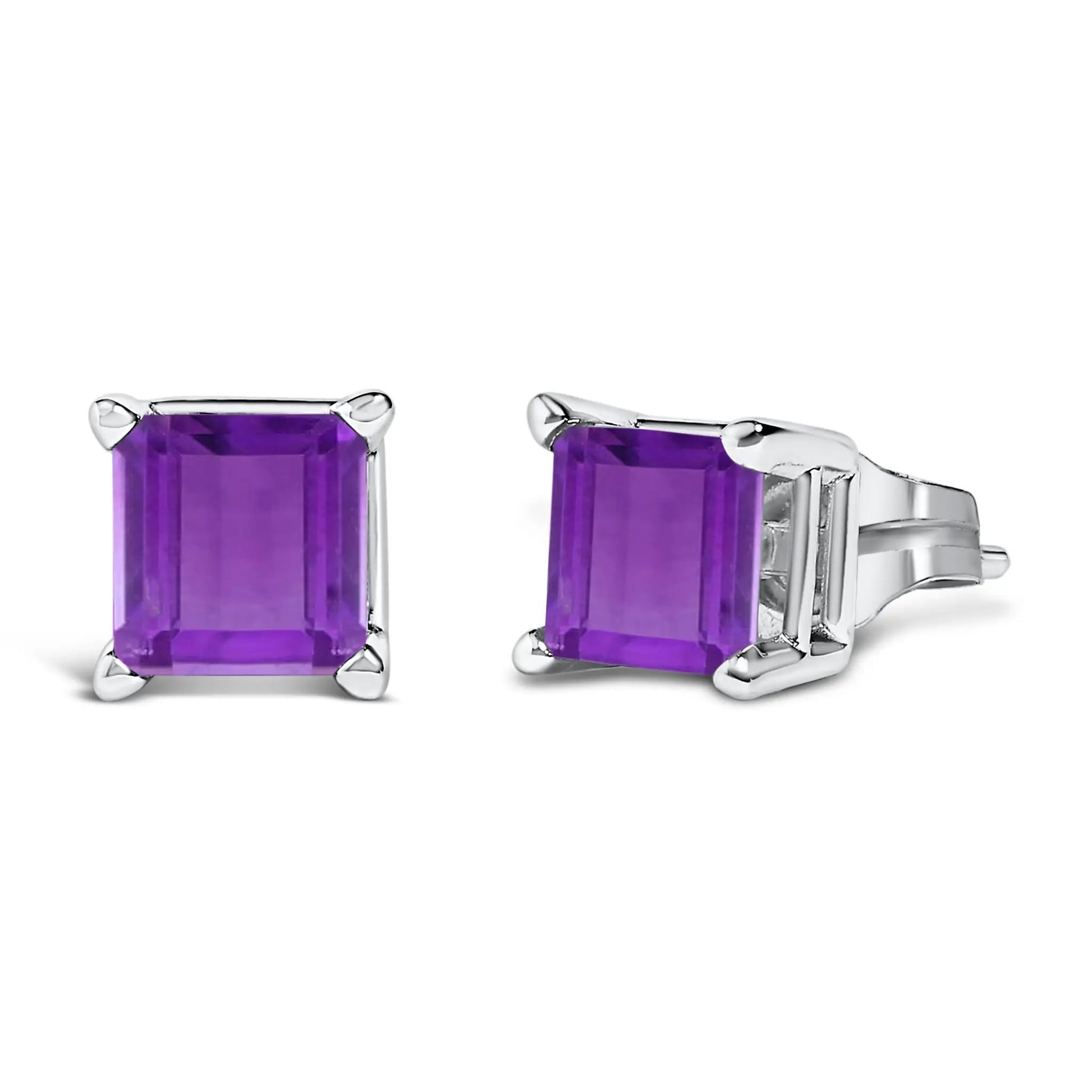 Pair of 14K white gold purple amethyst princess-cut 5x5mm solitaire stud earrings by Bids.com on Tampa Home & Garden Store