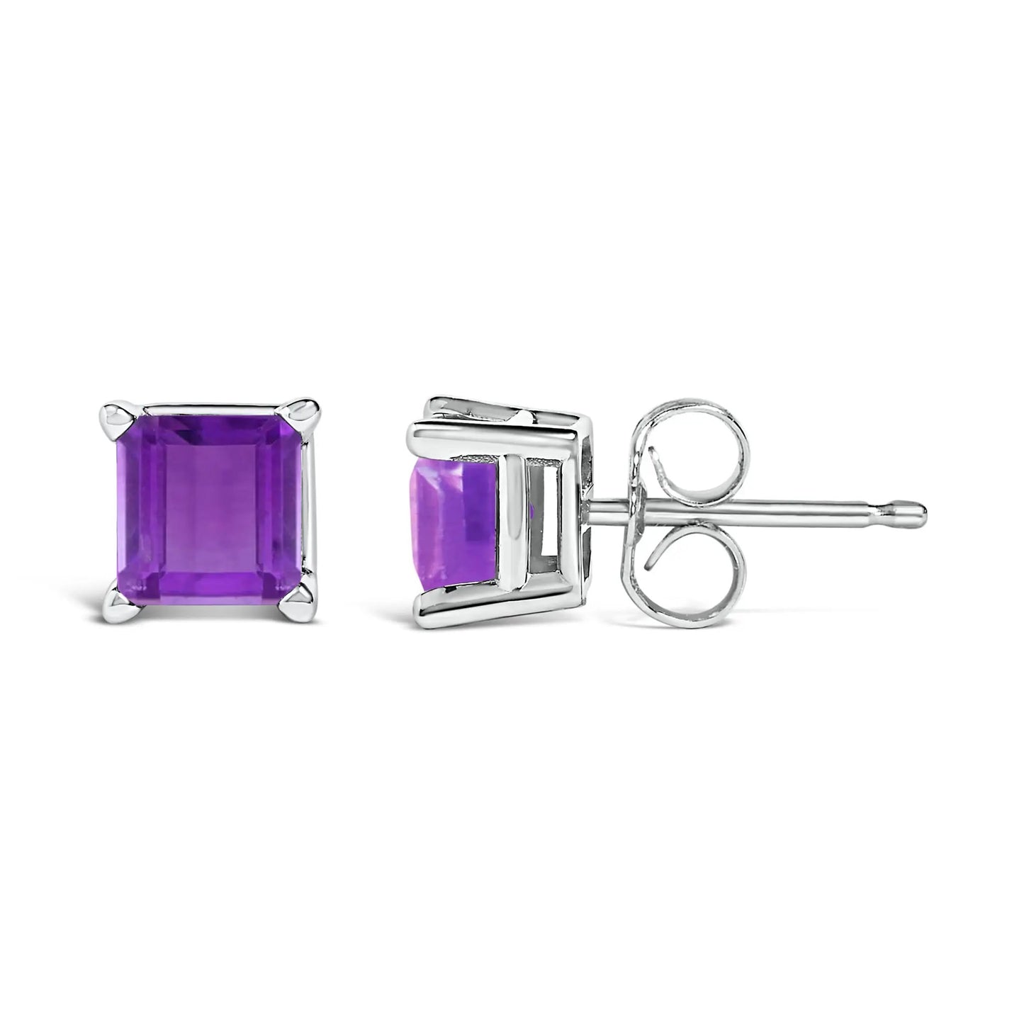 14K white gold purple amethyst princess cut 5x5mm solitaire stud earrings by Bids.com on Tampa Home & Garden Store