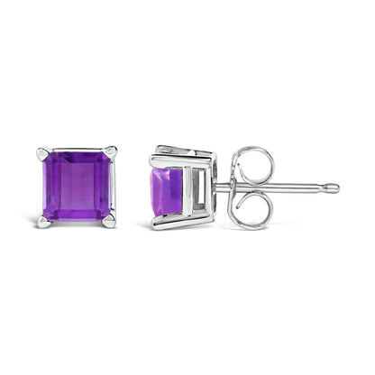 14K white gold purple amethyst princess cut 5x5mm solitaire stud earrings by Bids.com on Tampa Home & Garden Store