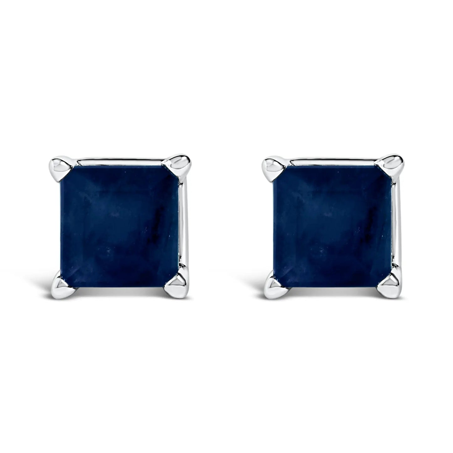 14K white gold purple amethyst princess-cut solitaire stud earrings, 5x5mm, pair on Tampa Home & Garden Store