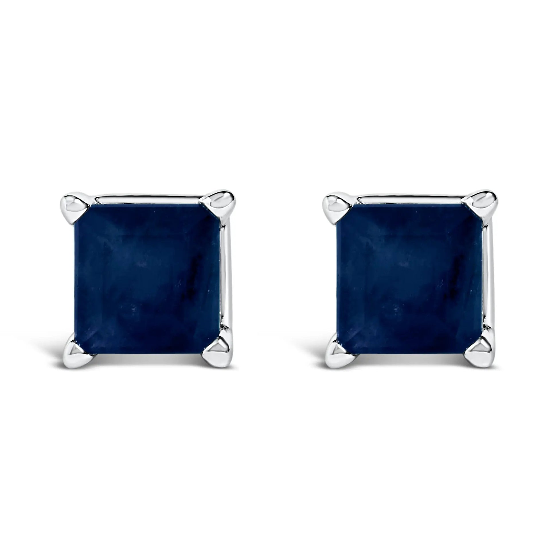 14K white gold purple amethyst princess-cut solitaire stud earrings, 5x5mm, pair on Tampa Home & Garden Store