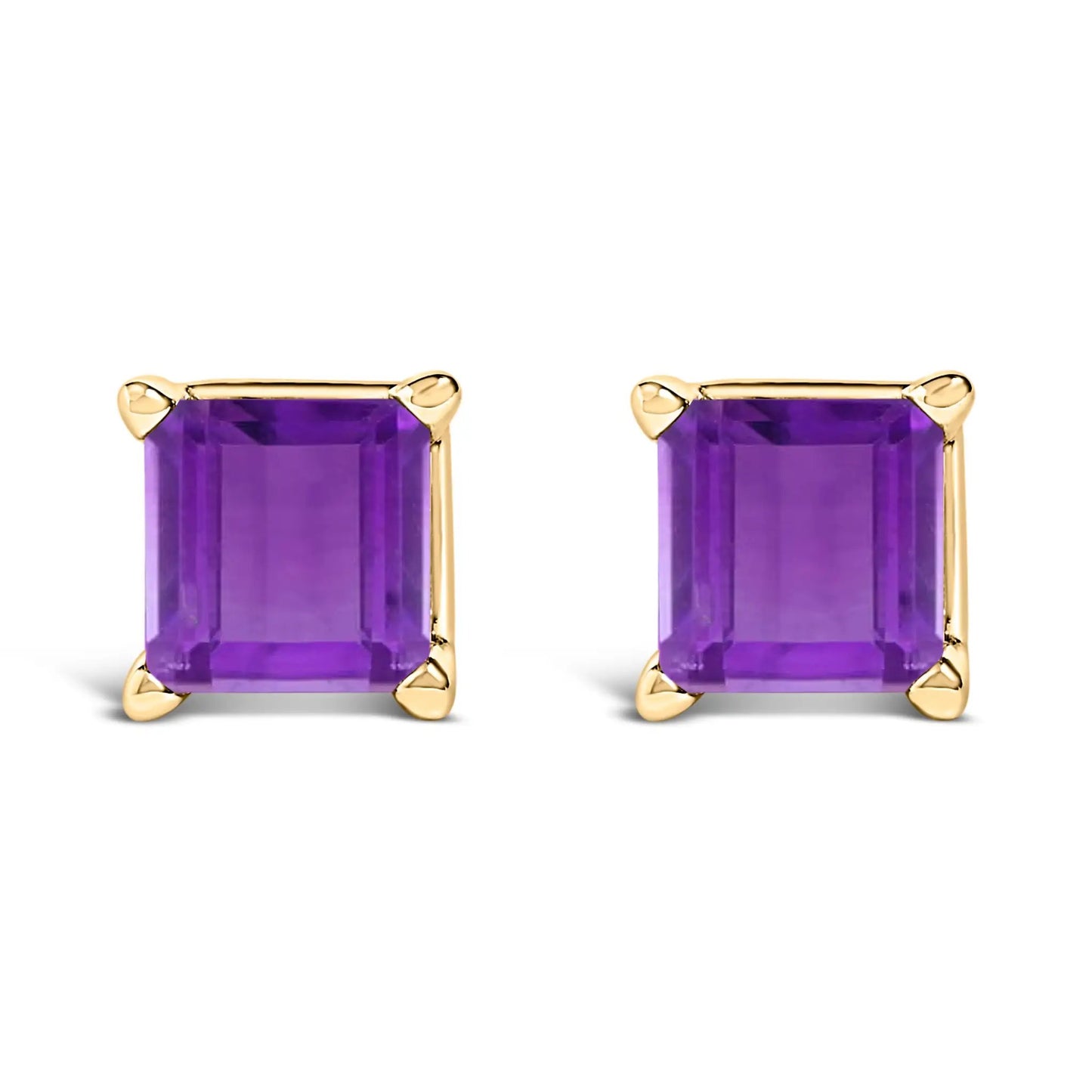 Pair of 14K white gold princess-cut purple amethyst stud earrings 5x5mm on Tampa Home & Garden Store