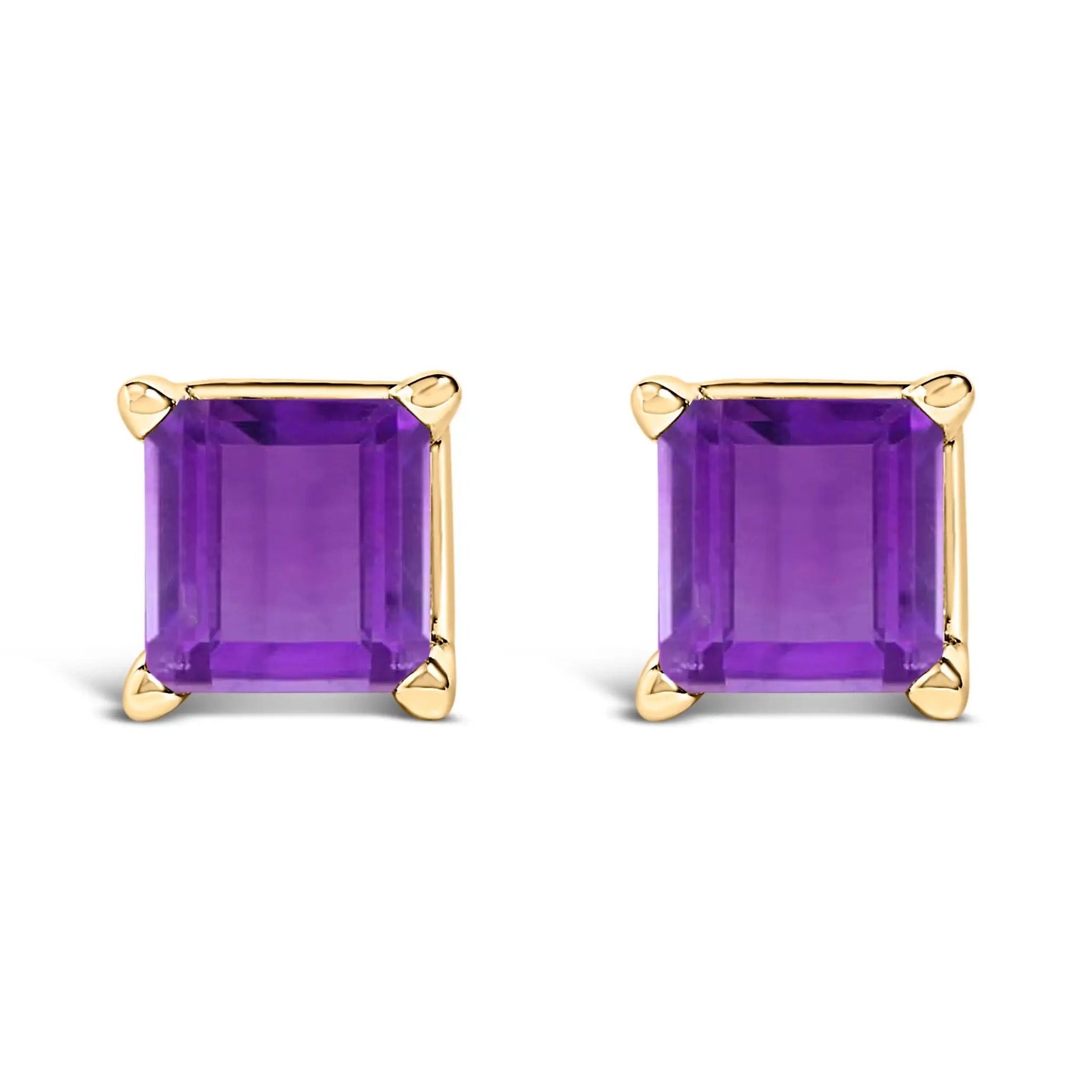 Pair of 14K white gold princess-cut purple amethyst stud earrings 5x5mm on Tampa Home & Garden Store