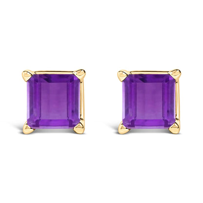 Pair of 14K white gold princess-cut purple amethyst stud earrings 5x5mm on Tampa Home & Garden Store