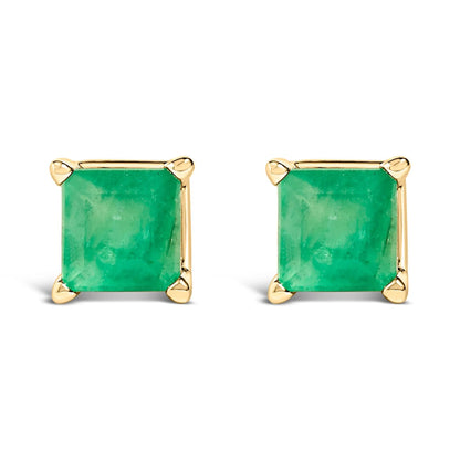 Earrings emerald-cut green gemstone in yellow gold prong setting pair on Tampa Home & Garden Store