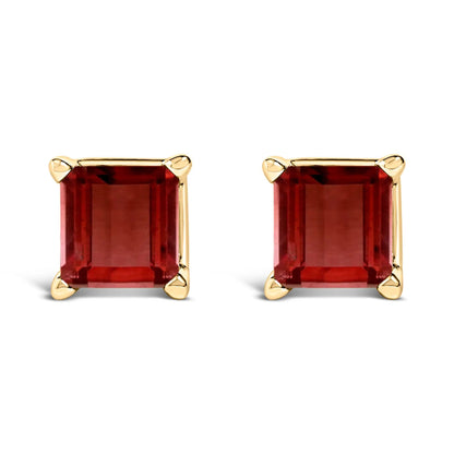 Pair of 14K white gold purple amethyst 5x5mm princess-cut solitaire stud earrings with prongs on Tampa Home & Garden Store