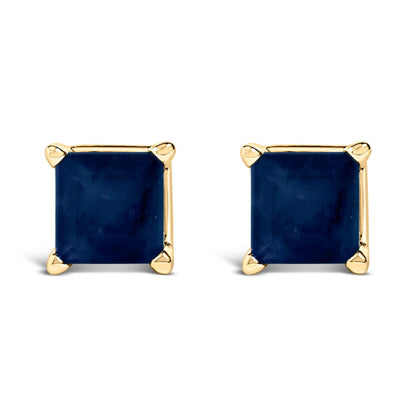Purple amethyst 5x5mm princess-cut solitaire stud earrings in gold-tone prongs on Tampa Home & Garden Store