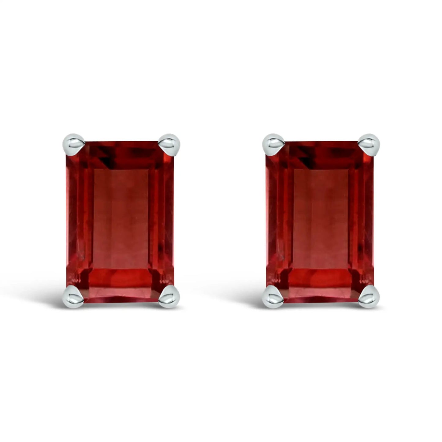 Pair of emerald-shaped purple amethyst solitaire stud earrings in 14K white gold by Bids.com on Tampa Home & Garden Store