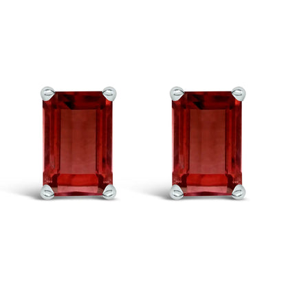 Pair of emerald-shaped purple amethyst solitaire stud earrings in 14K white gold by Bids.com on Tampa Home & Garden Store