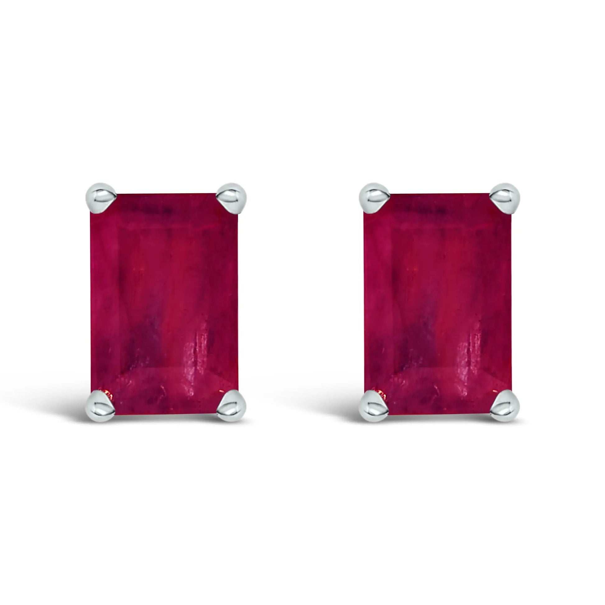 pair of 14K white gold emerald-shaped amethyst solitaire stud earrings 6x4mm by Bids.com on Tampa Home & Garden Store
