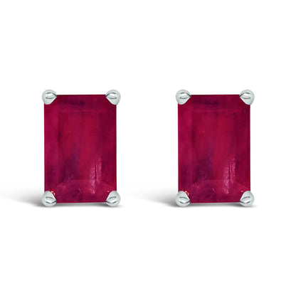 pair of 14K white gold emerald-shaped amethyst solitaire stud earrings 6x4mm by Bids.com on Tampa Home & Garden Store