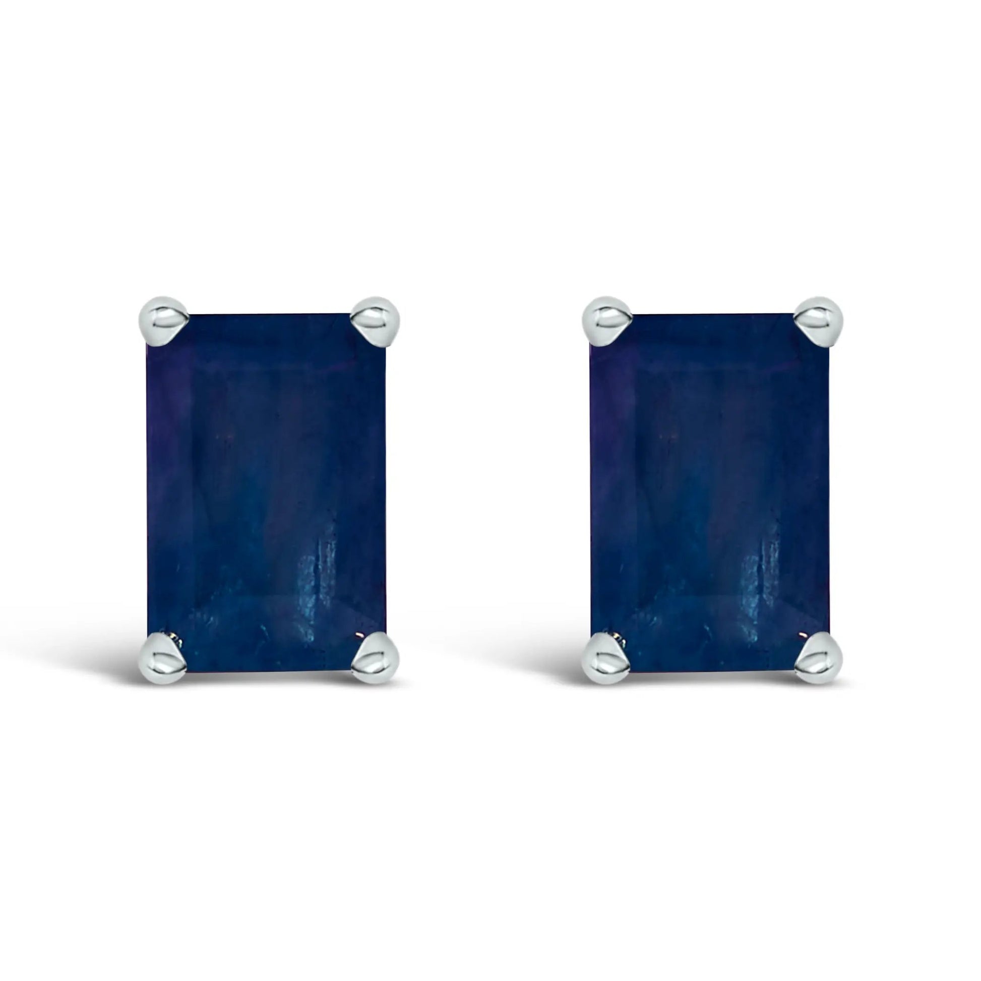 Earrings 14K white gold emerald-shaped amethyst solitaire studs by Bids.com on Tampa Home & Garden Store