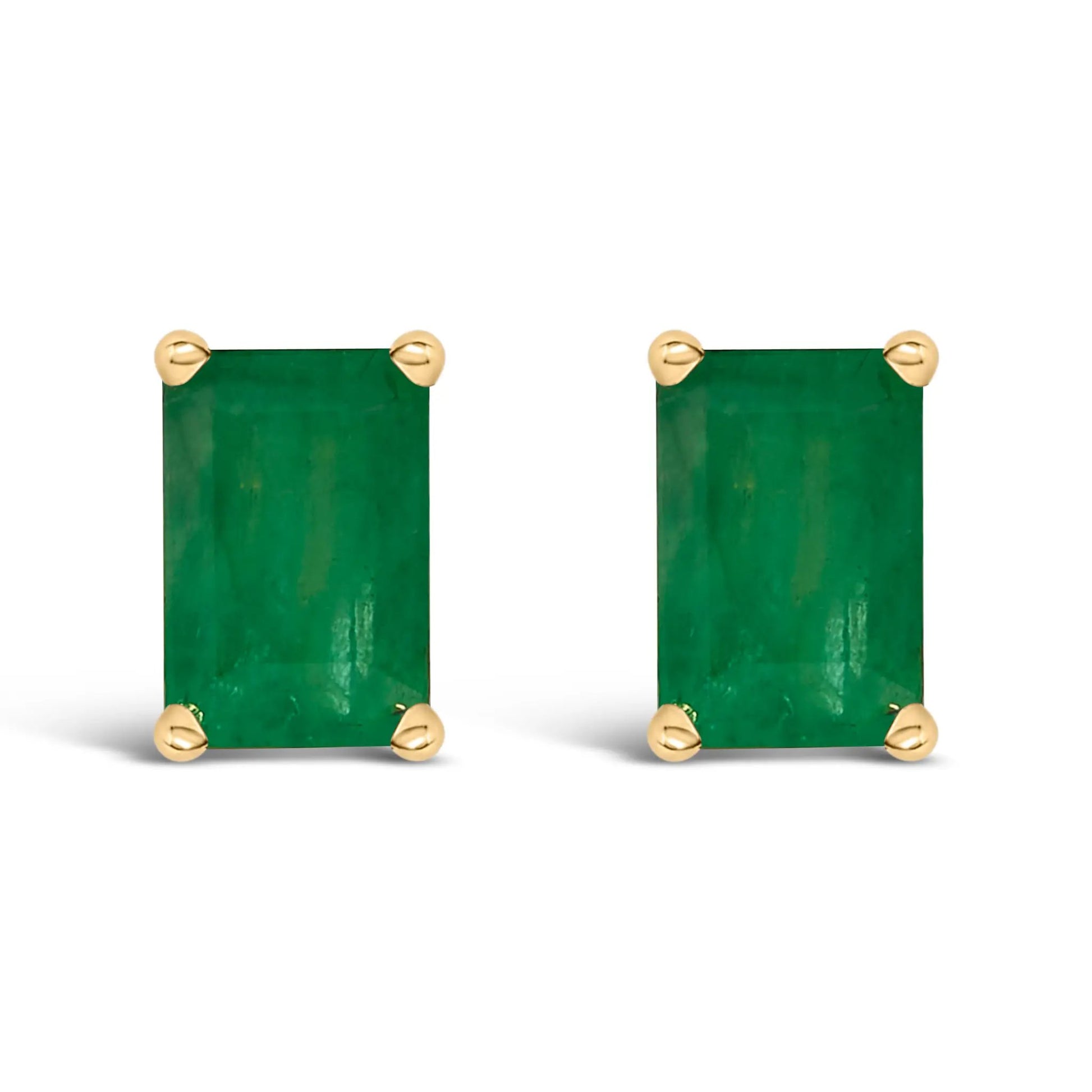 14K white gold emerald-shaped amethyst solitaire stud earrings pair on Tampa Home & Garden Store