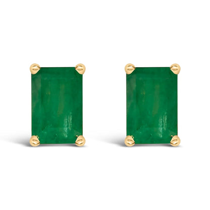 14K white gold emerald-shaped amethyst solitaire stud earrings pair on Tampa Home & Garden Store