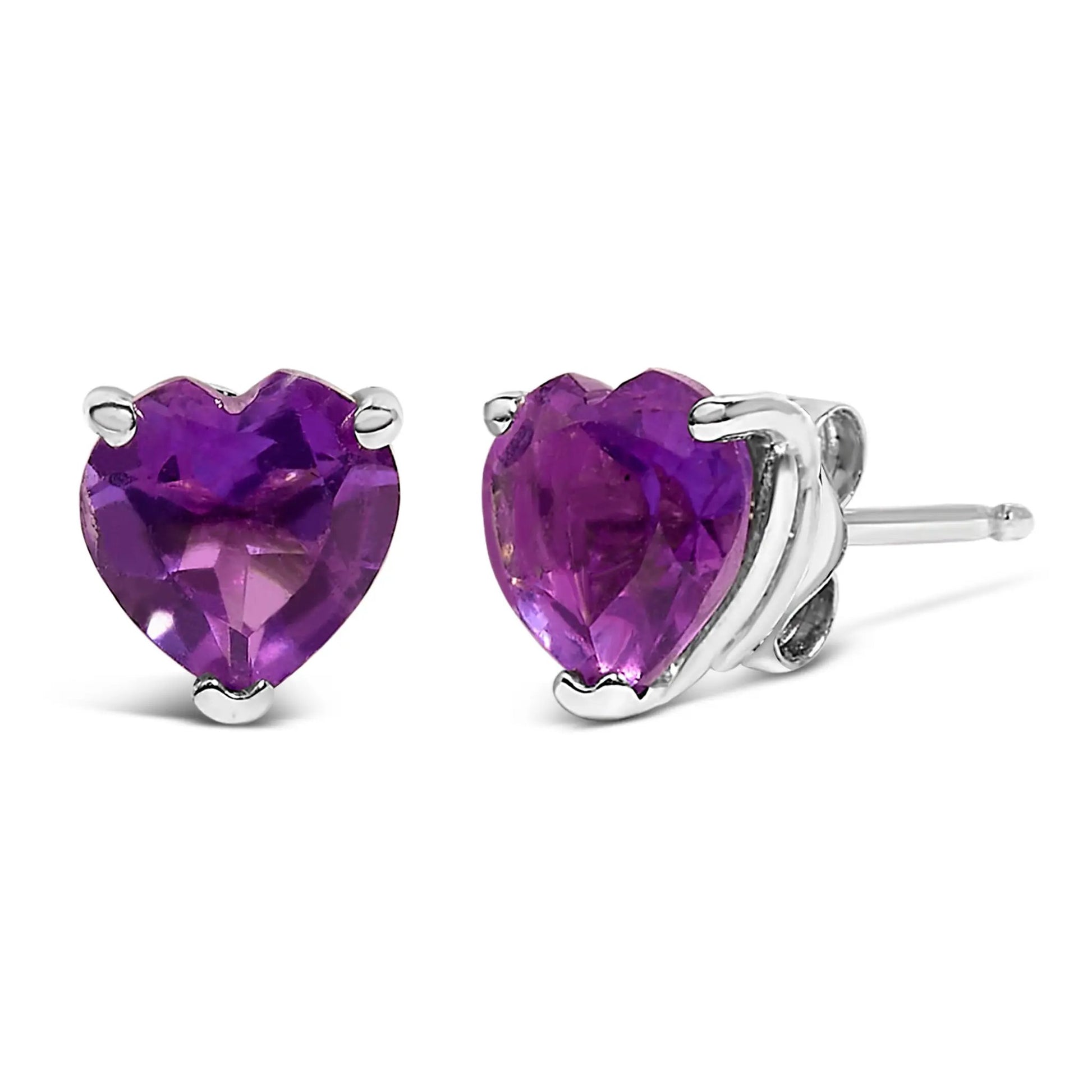 14K white gold heart-cut purple amethyst stud earrings 5mm pair on Tampa Home & Garden Store