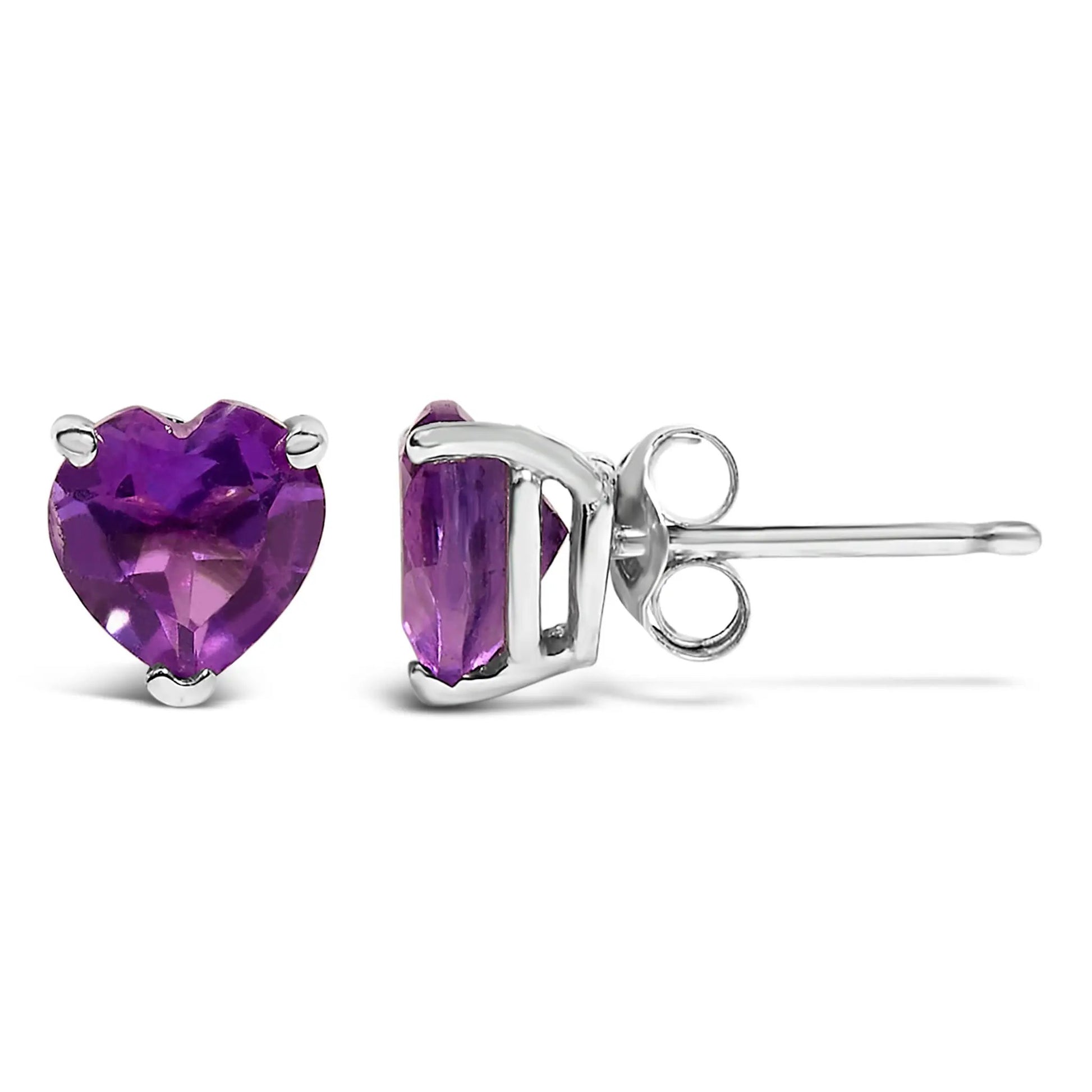 Pair of 5mm purple amethyst heart-cut solitaire stud earrings in 14K white gold by Bids.com on Tampa Home & Garden Store