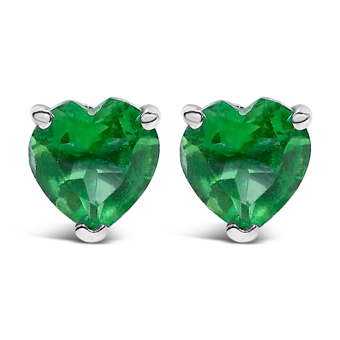 Two green heart-cut gemstone stud earrings in silver settings on Tampa Home & Garden Store