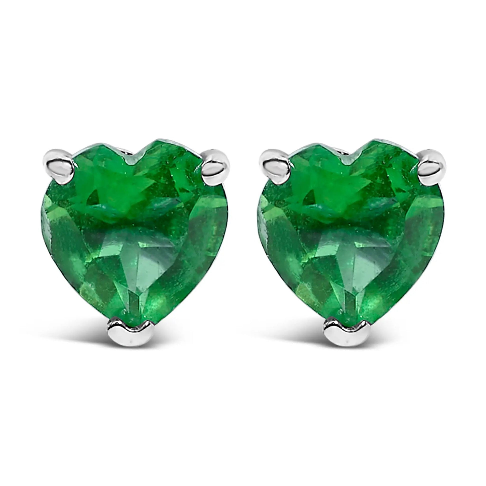 Two green heart-cut gemstone stud earrings in silver settings on Tampa Home & Garden Store