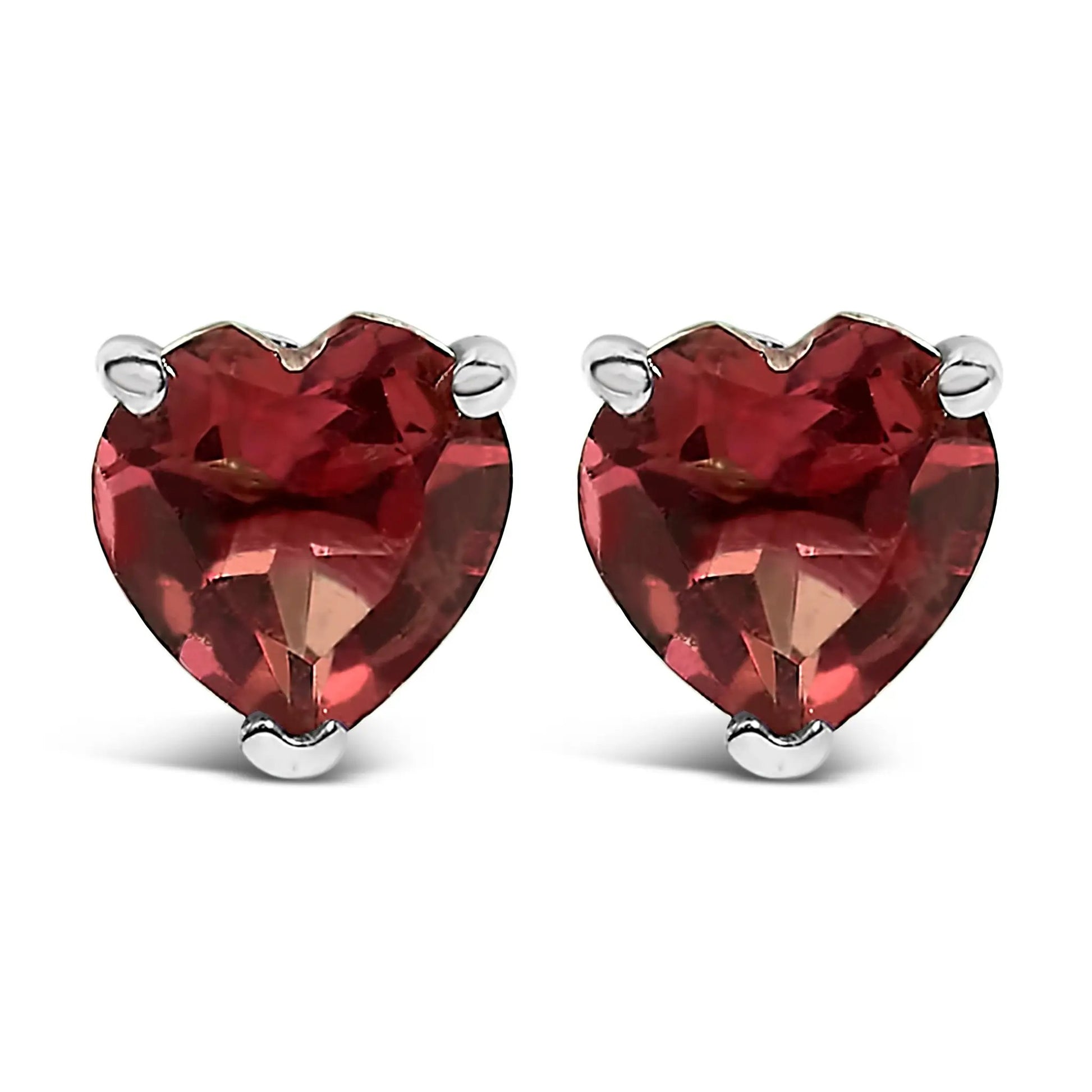 14K white gold heart-cut purple amethyst solitaire stud earrings, pair, 5mm on Tampa Home & Garden Store