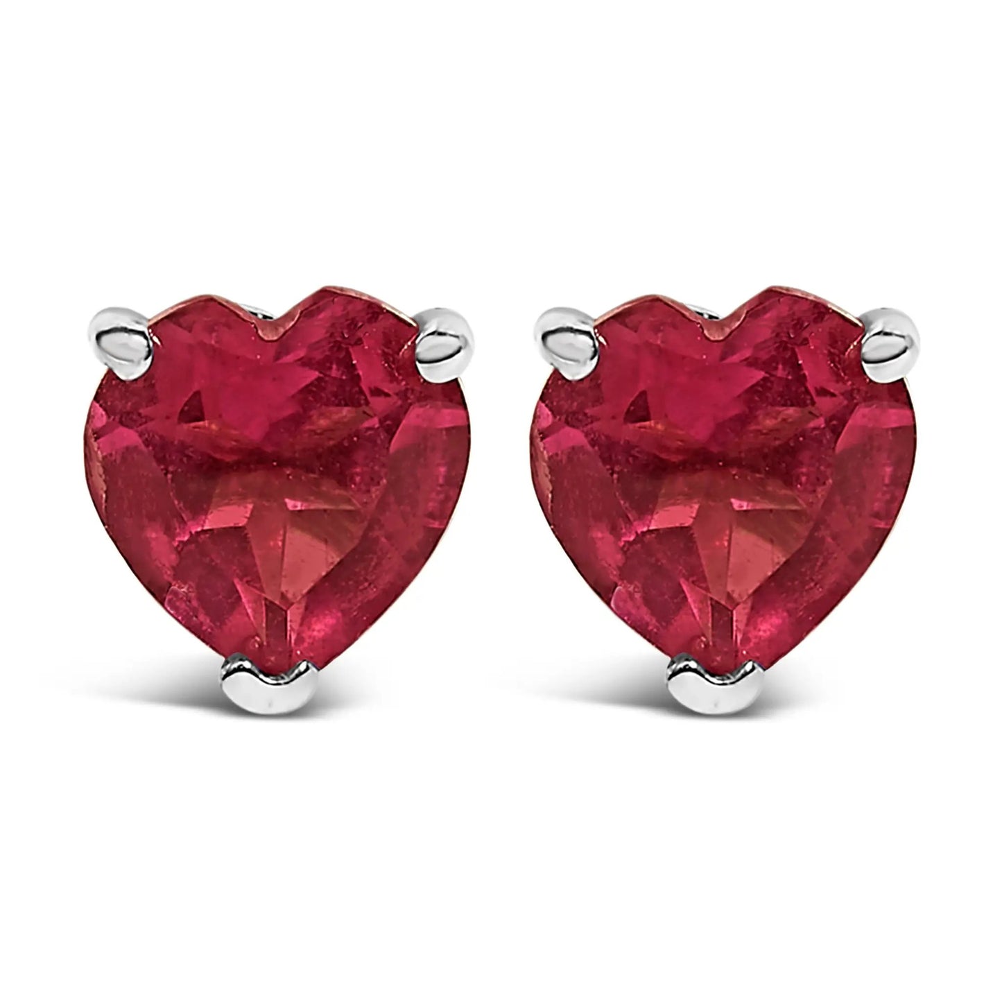 Pair of 14K white gold heart-cut purple amethyst solitaire stud earrings, 5mm, by Bids.com on Tampa Home & Garden Store