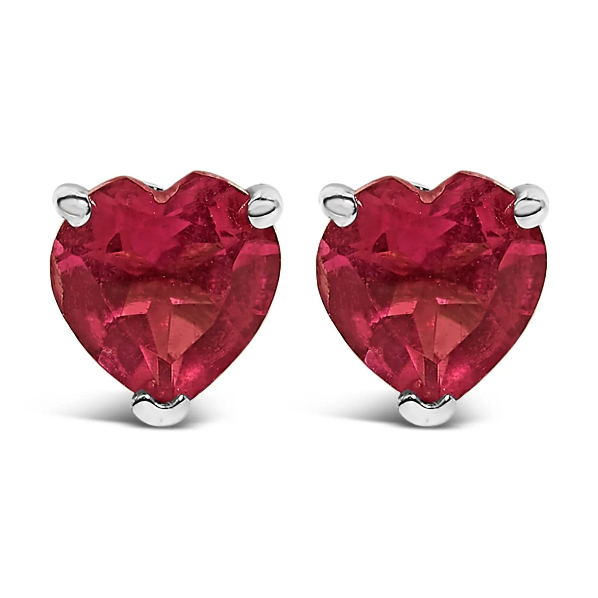 Pair of 14K white gold heart-cut purple amethyst solitaire stud earrings, 5mm, by Bids.com on Tampa Home & Garden Store