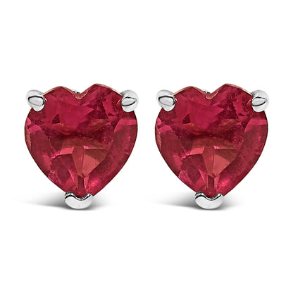 Pair of 14K white gold heart-cut purple amethyst solitaire stud earrings, 5mm, by Bids.com on Tampa Home & Garden Store