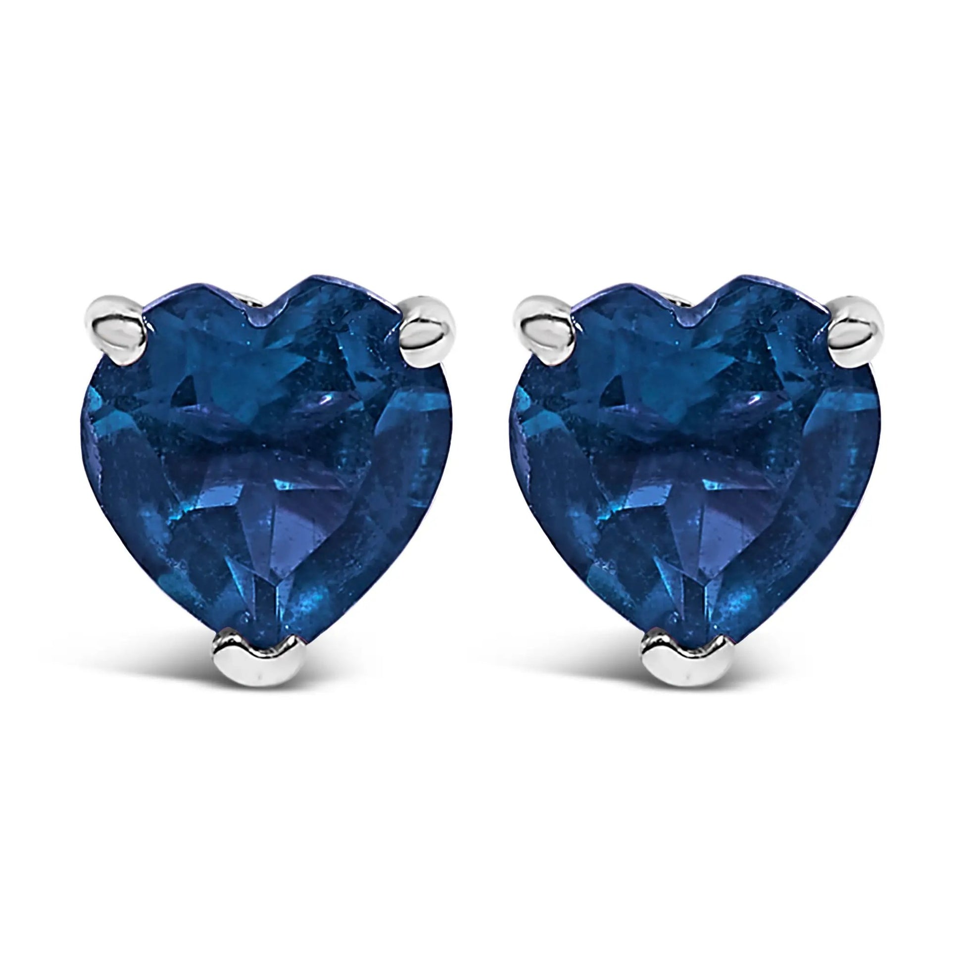 Pair of 14K white gold heart-cut purple amethyst solitaire stud earrings, 5mm, by Bids.com on Tampa Home & Garden Store