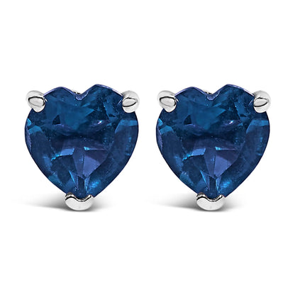 Pair of 14K white gold heart-cut purple amethyst solitaire stud earrings, 5mm, by Bids.com on Tampa Home & Garden Store