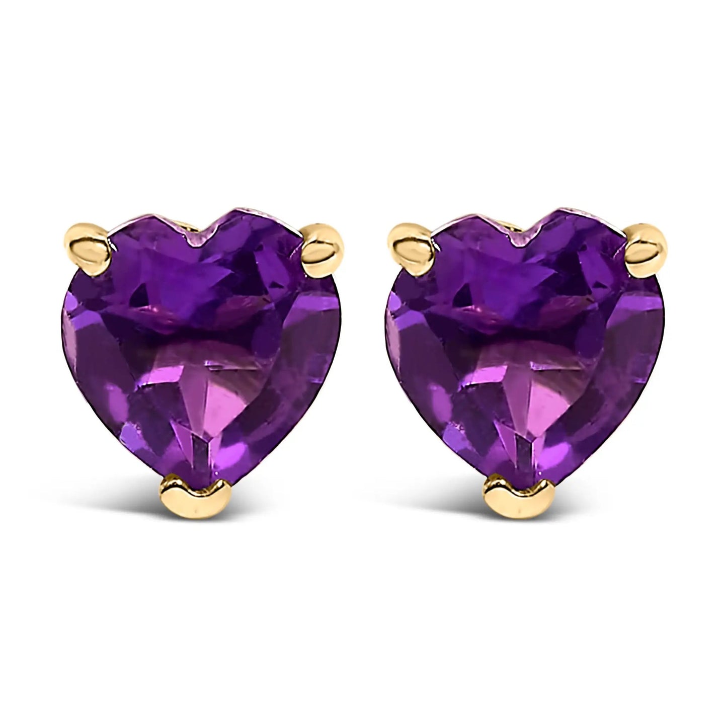 Earrings 14K white gold 5mm heart-cut purple amethyst solitaire studs pair on Tampa Home & Garden Store