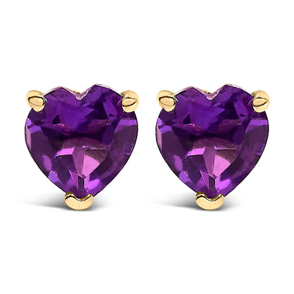 Earrings 14K white gold 5mm heart-cut purple amethyst solitaire studs pair on Tampa Home & Garden Store