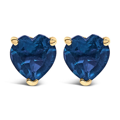 Pair of heart-cut blue gemstone stud earrings in gold-tone settings on Tampa Home & Garden Store