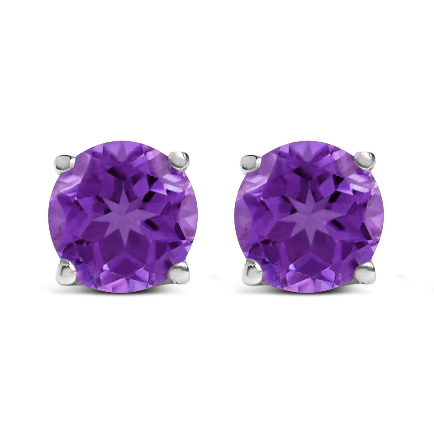 14K white gold purple amethyst round 5x5mm solitaire stud earrings, pair on Tampa Home & Garden Store