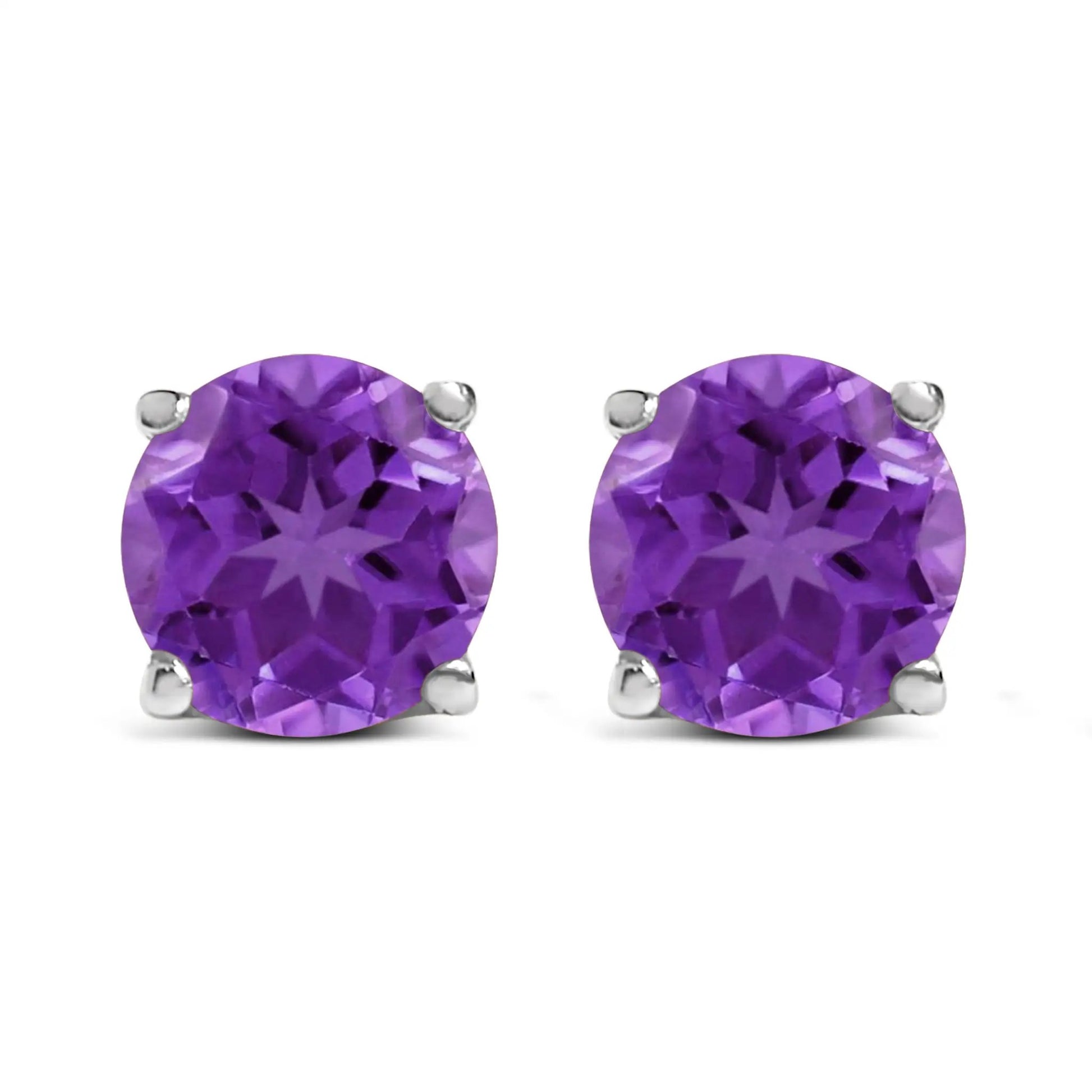 14K white gold purple amethyst round 5x5mm solitaire stud earrings, pair on Tampa Home & Garden Store