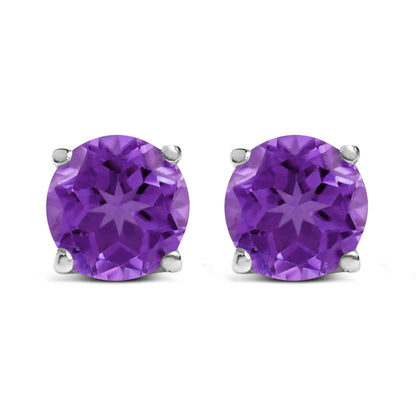 14K white gold purple amethyst round 5x5mm solitaire stud earrings, pair on Tampa Home & Garden Store