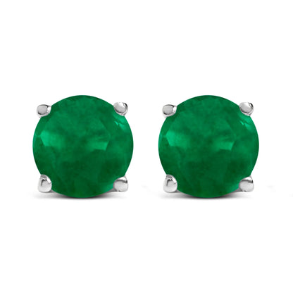 Pair of green round gemstone stud earrings in silver prong settings on Tampa Home & Garden Store