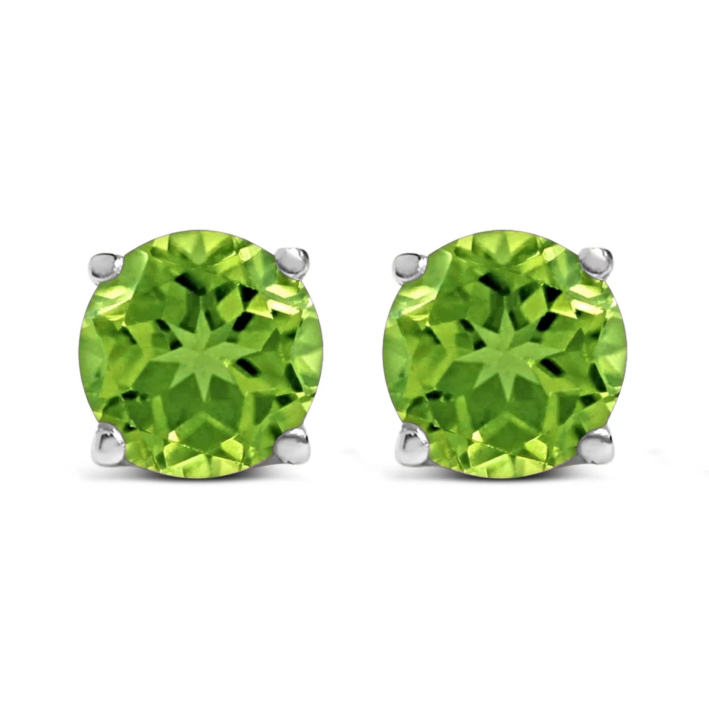 14K white gold green round gemstone solitaire stud earrings in prong settings on Tampa Home & Garden Store