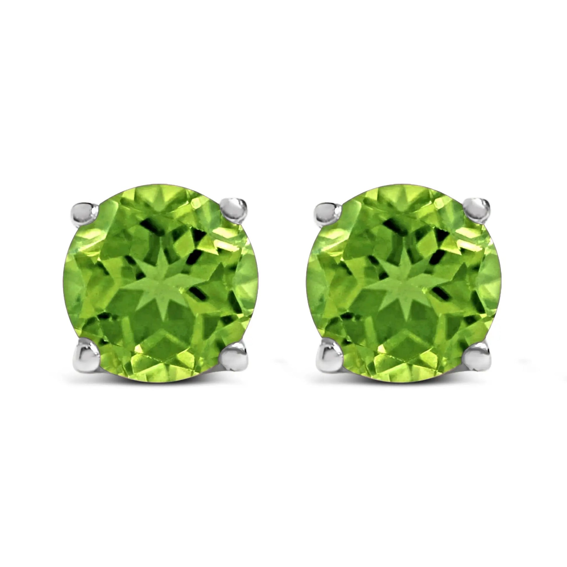14K white gold green round gemstone solitaire stud earrings in prong settings on Tampa Home & Garden Store