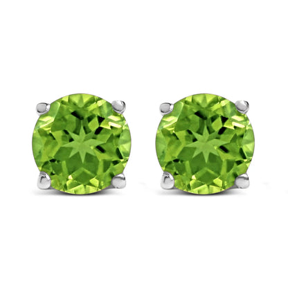 14K white gold green round gemstone solitaire stud earrings in prong settings on Tampa Home & Garden Store
