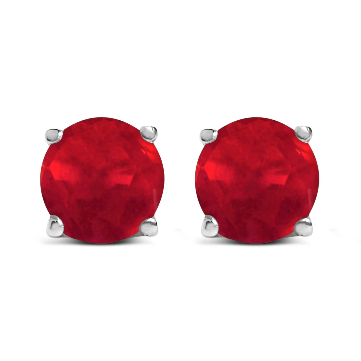 Earrings: pair of red round gemstone stud earrings with silver prong settings on Tampa Home & Garden Store
