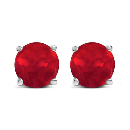 Earrings: pair of red round gemstone stud earrings with silver prong settings on Tampa Home & Garden Store