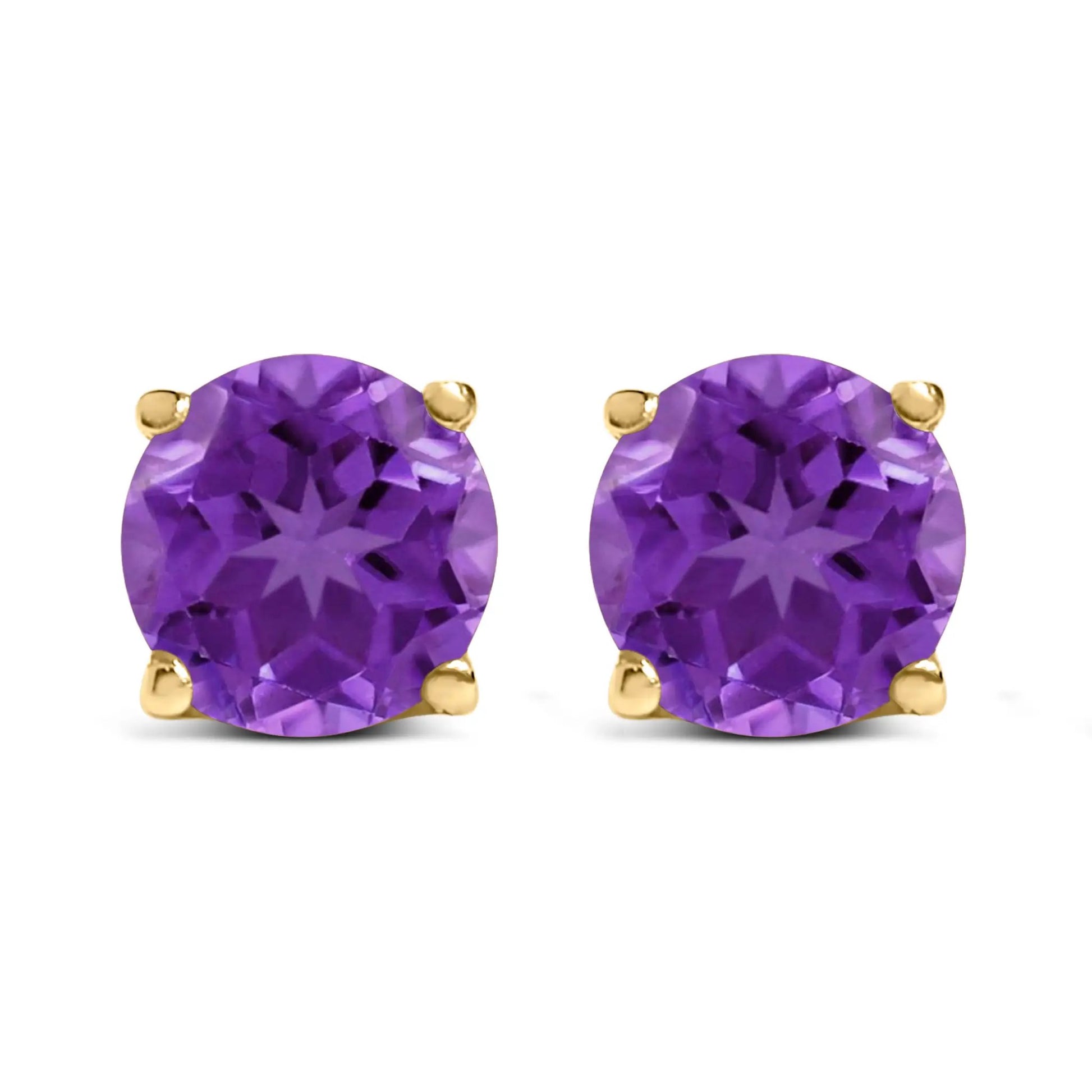 14K white gold purple amethyst solitaire stud earrings pair, 5x5mm by Bids.com on Tampa Home & Garden Store