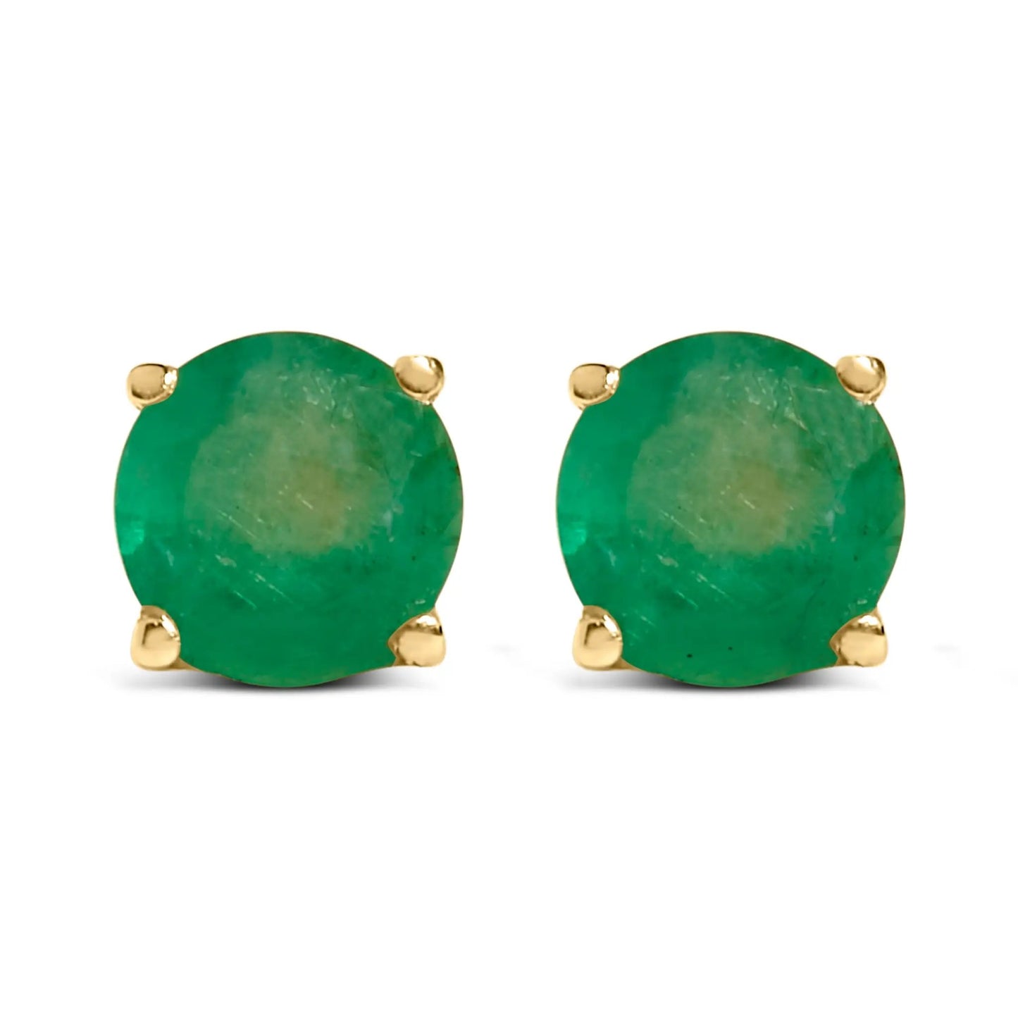 Earrings green round gemstone studs with gold prong settings, pair on Tampa Home & Garden Store