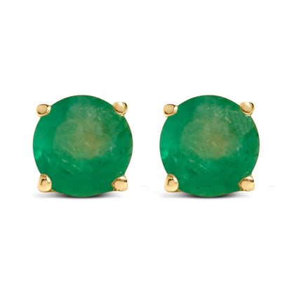 Earrings green round gemstone studs with gold prong settings, pair on Tampa Home & Garden Store