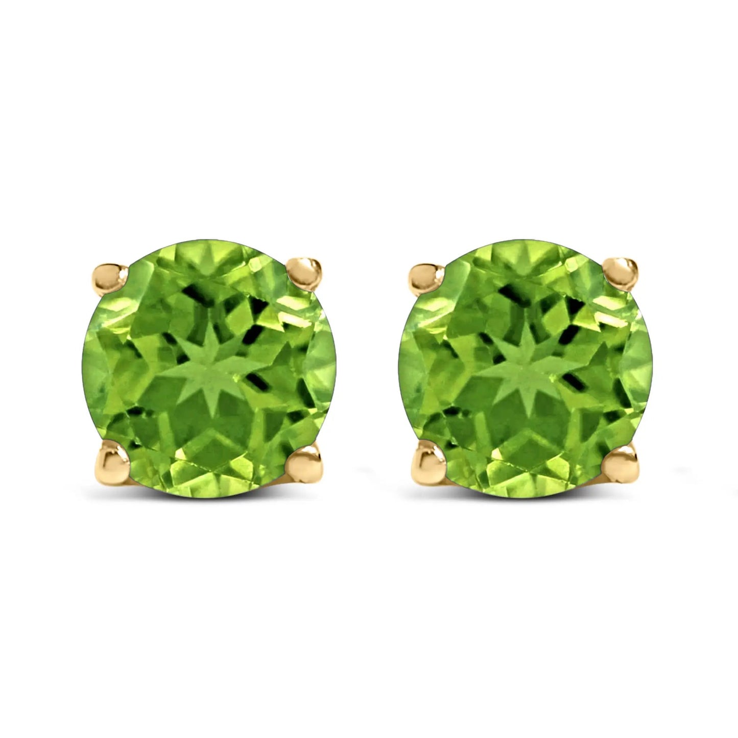 Stud earrings with green gemstone in gold prong settings, pair on Tampa Home & Garden Store