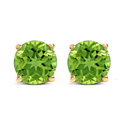 Stud earrings with green gemstone in gold prong settings, pair on Tampa Home & Garden Store