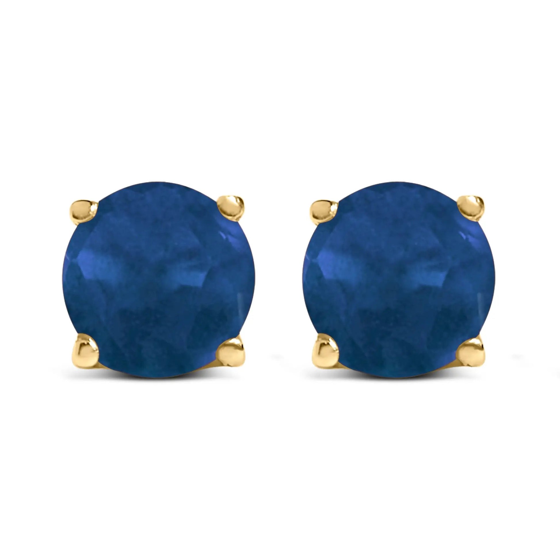 Blue round gemstone stud earrings with gold prong settings (2) on Tampa Home & Garden Store
