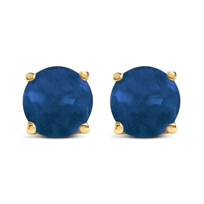 Blue round gemstone stud earrings with gold prong settings (2) on Tampa Home & Garden Store